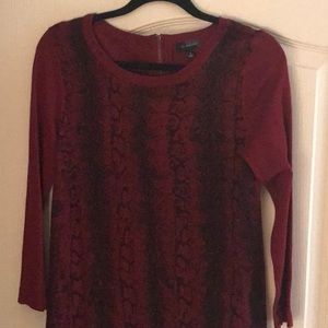 Deep red animal print sweater